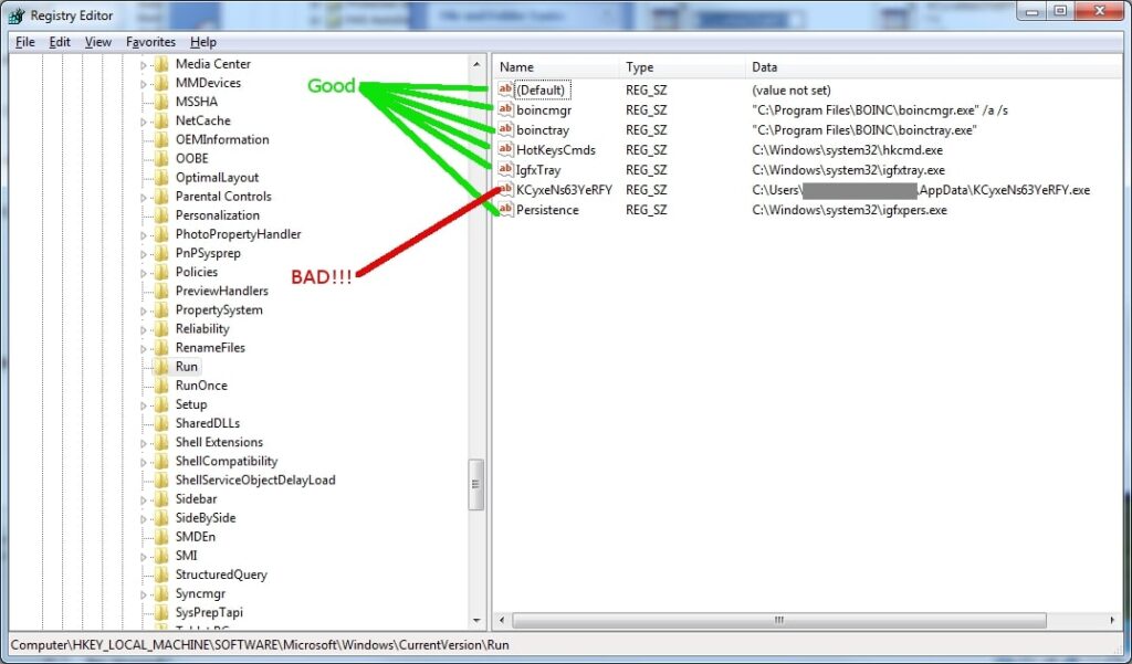 HKCU Software Microsoft Windows Currentversion Run Windows 7